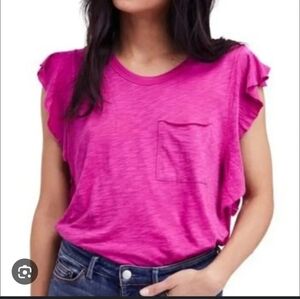 We The Free So Easy Flutter-Sleeve T-Shirt Magenta Size Small